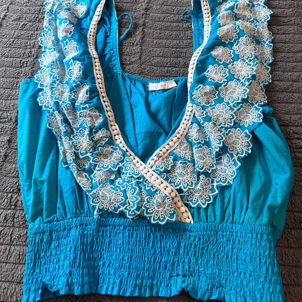 Blue teal blouse tank sleeveless